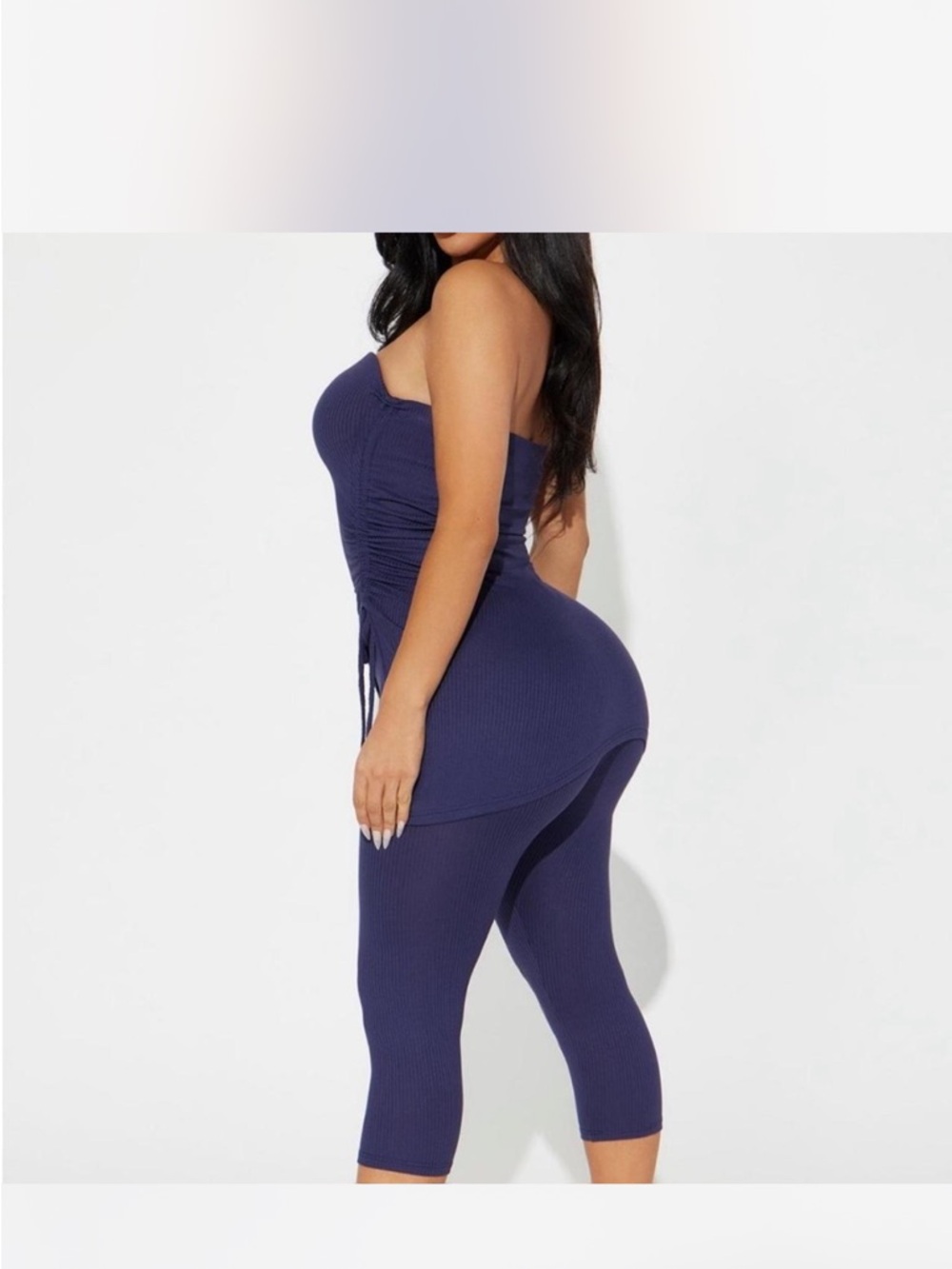 Fashion Nova strapless Ribbed Two-Piece Set in Deep Navy - Picture 2 of 2